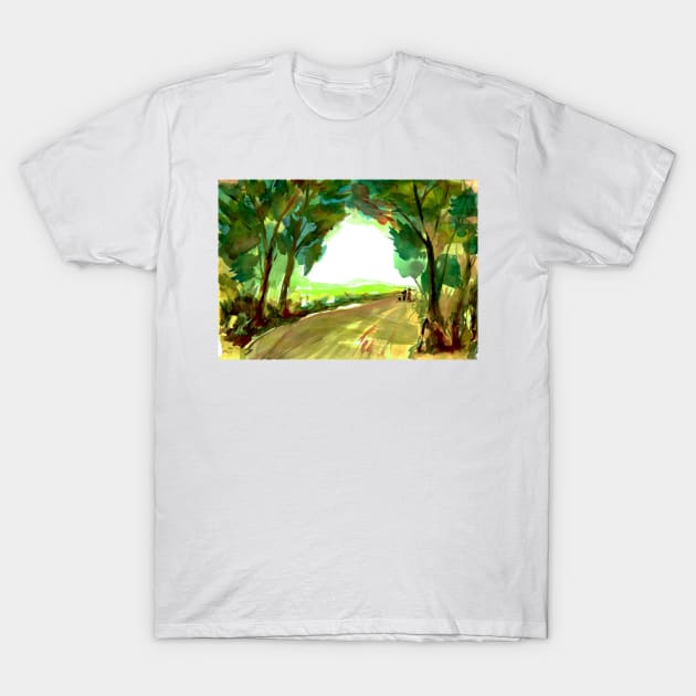 Leafy Lane, Derbyshire T-Shirt by WaterGardens